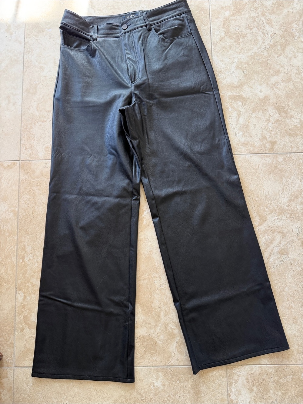 PAIGE Black Wide-Leg Faux Leather Pants